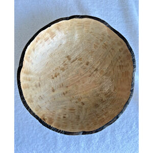 Pottery Barn Wooden Bowl with scalloped edges 12" diameter and 3 inches depth